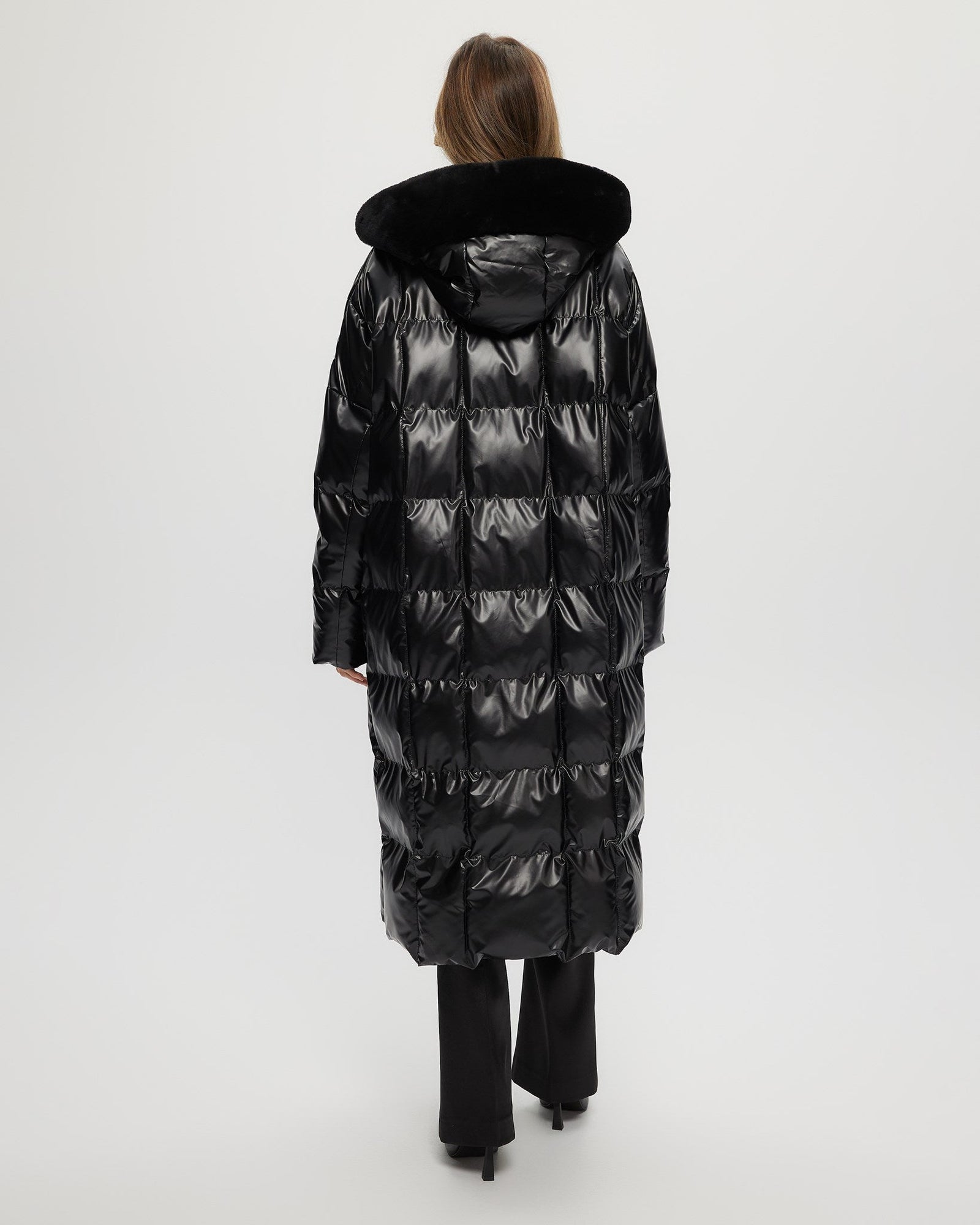 Quilted Parka With Shearling Lamb Hood Trim | Women | Black