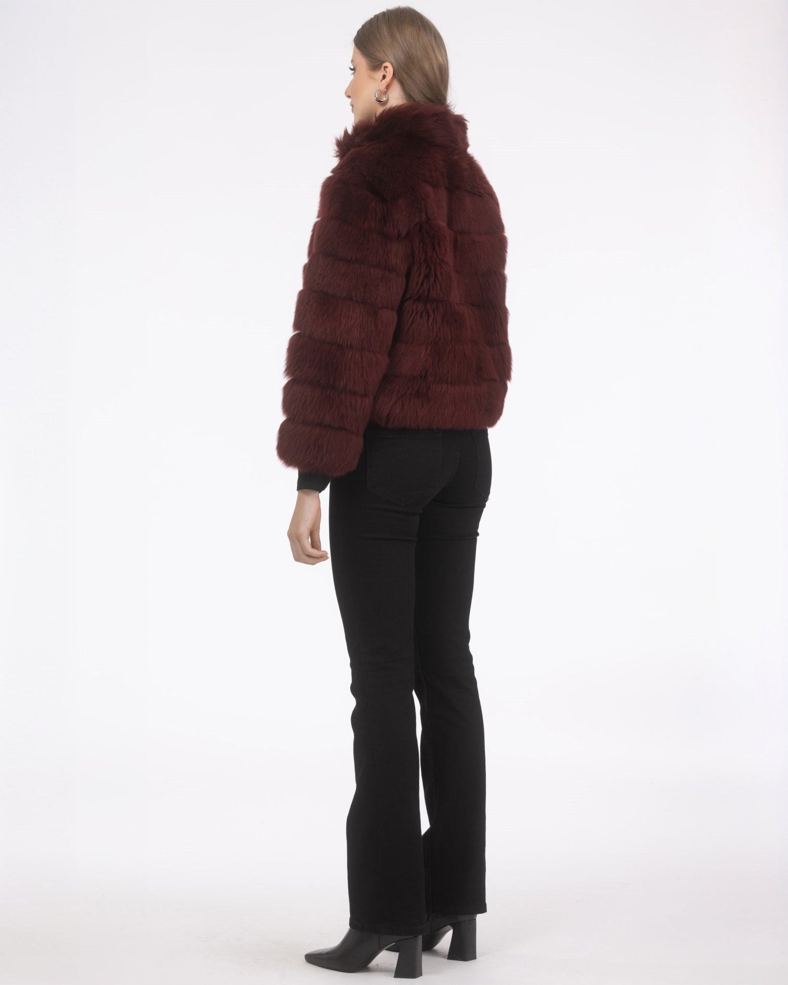 Reversible Merinillo Shearling Lamb Jacket With Cropped Sleeves | Women | Wine x Wine