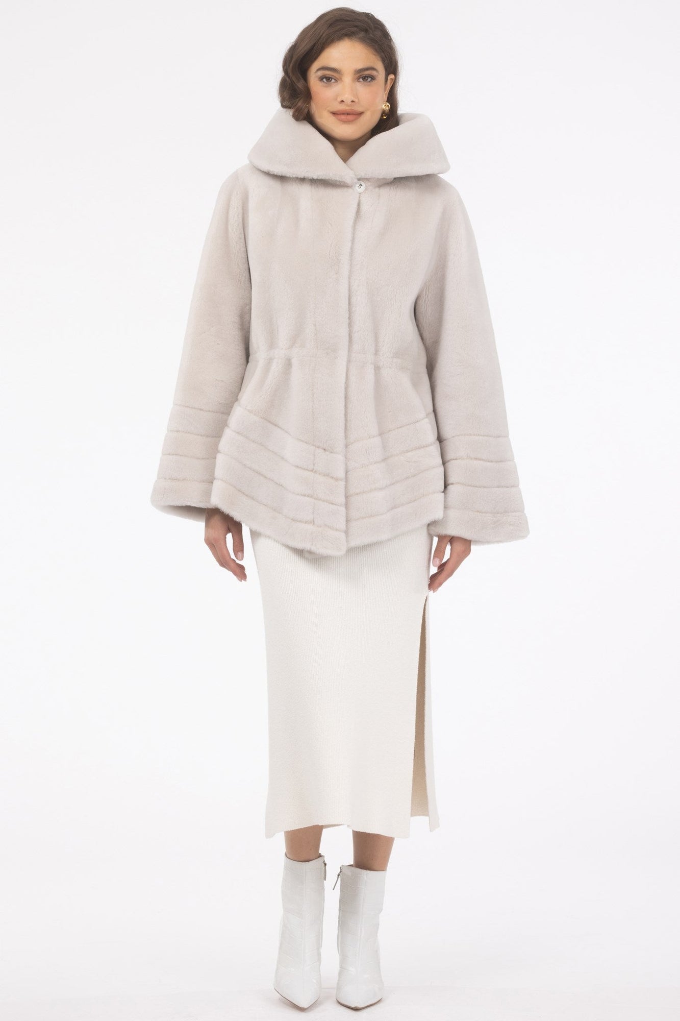 Reversible Merino Shearling Lamb Jacket, Hood | Women | Cream x Cream