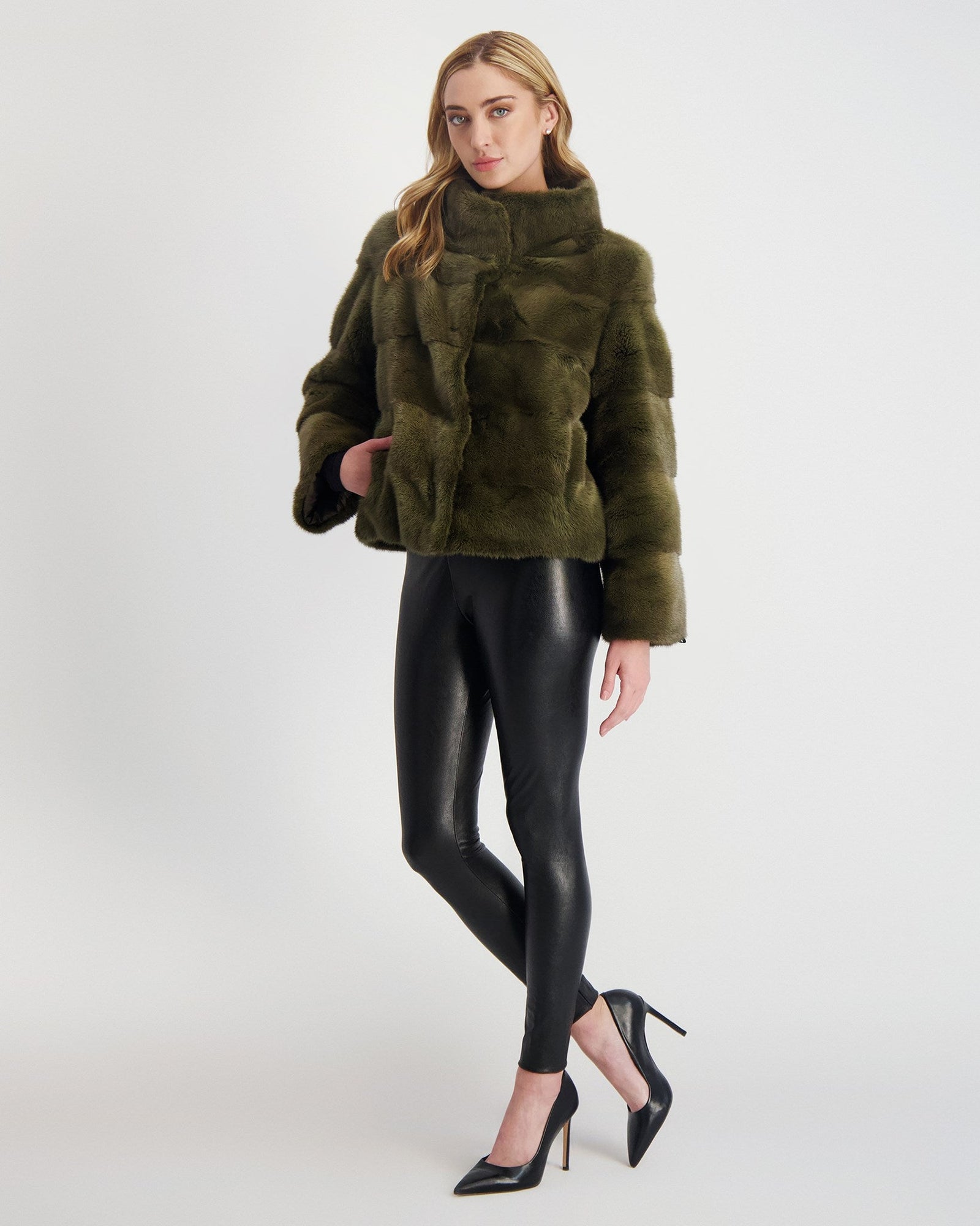 Reversible Mink Jacket | Women | Khaki (V1)