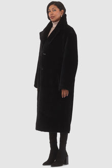 Reversible Select Shearling Lamb Coat With Notch Collar, Belt | Women | Black