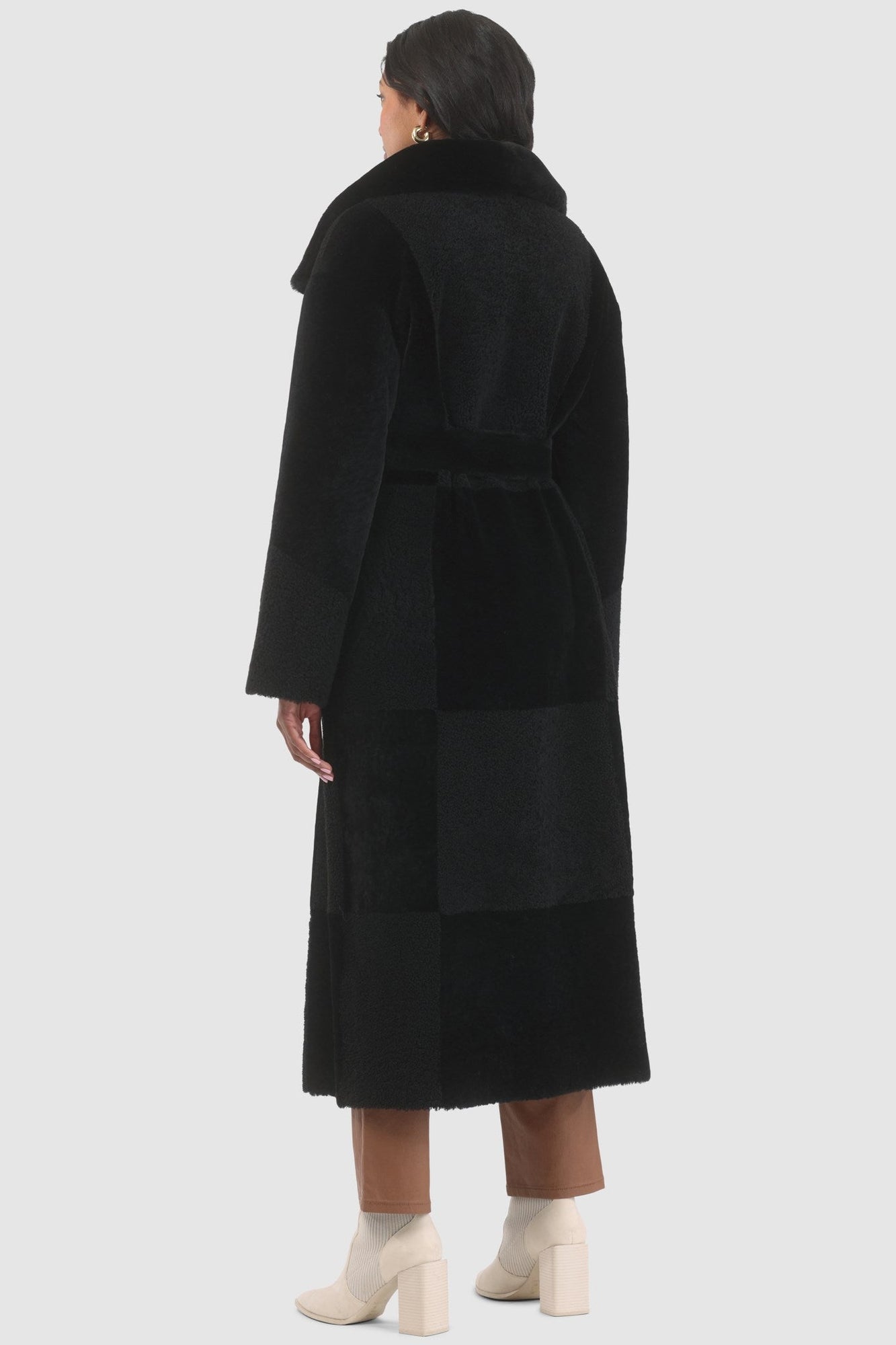 Reversible Select Shearling Lamb Coat With Notch Collar, Belt | Women | Black