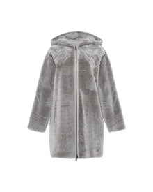 Reversible Select Shearling Lamb Parka With Grooved Pattern | Women | Light Gray