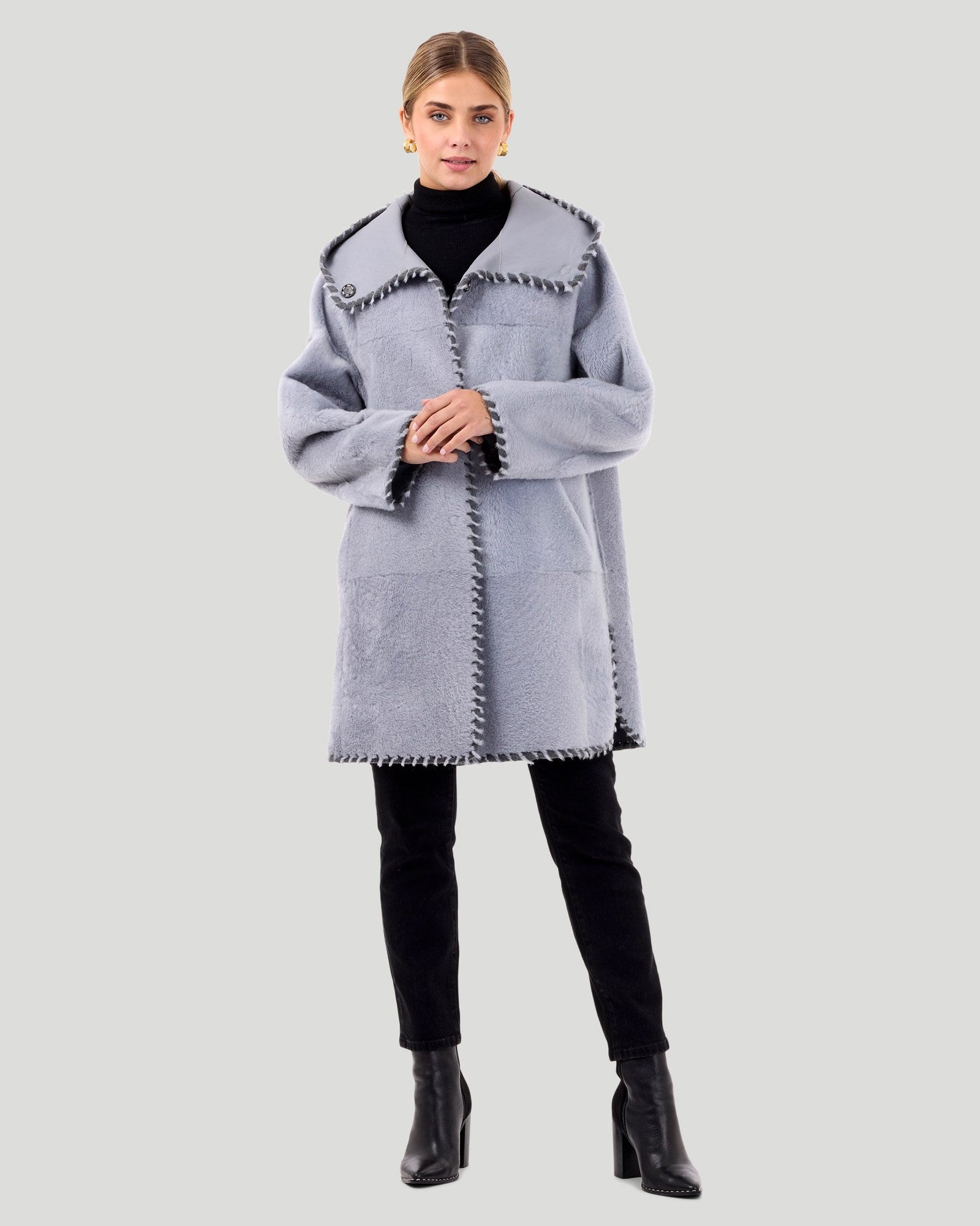 Reversible Select Shearling Lamb Parka With Wool And Cashmere Detailing | Women | Periwinkle x Periwinkle