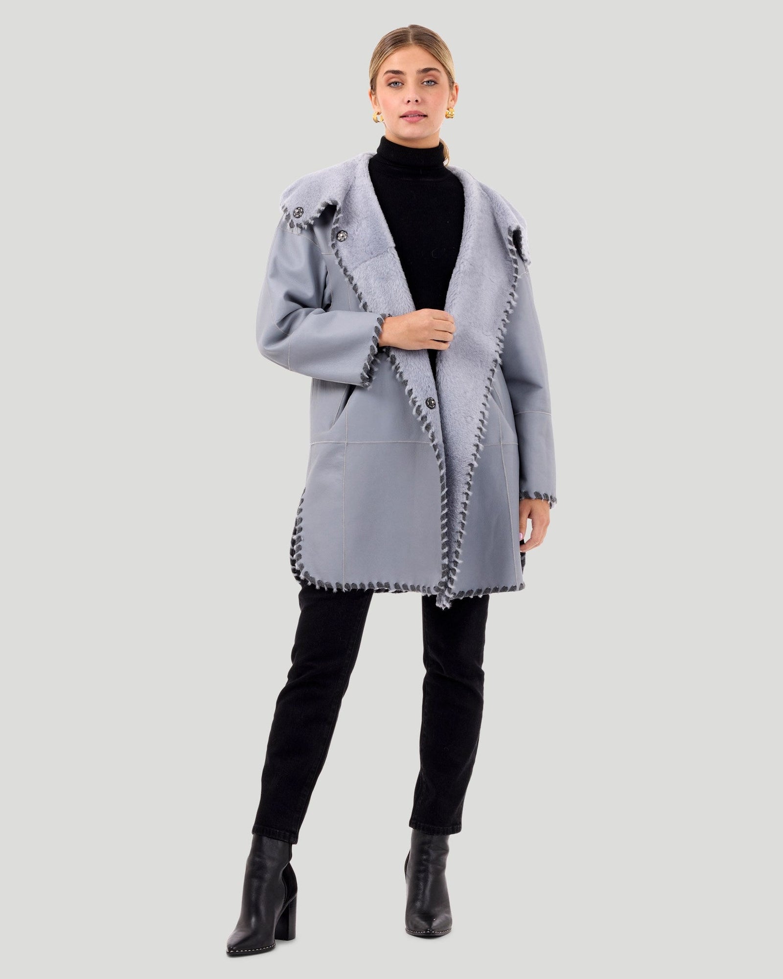 Reversible Select Shearling Lamb Parka With Wool And Cashmere Detailing | Women | Periwinkle x Periwinkle