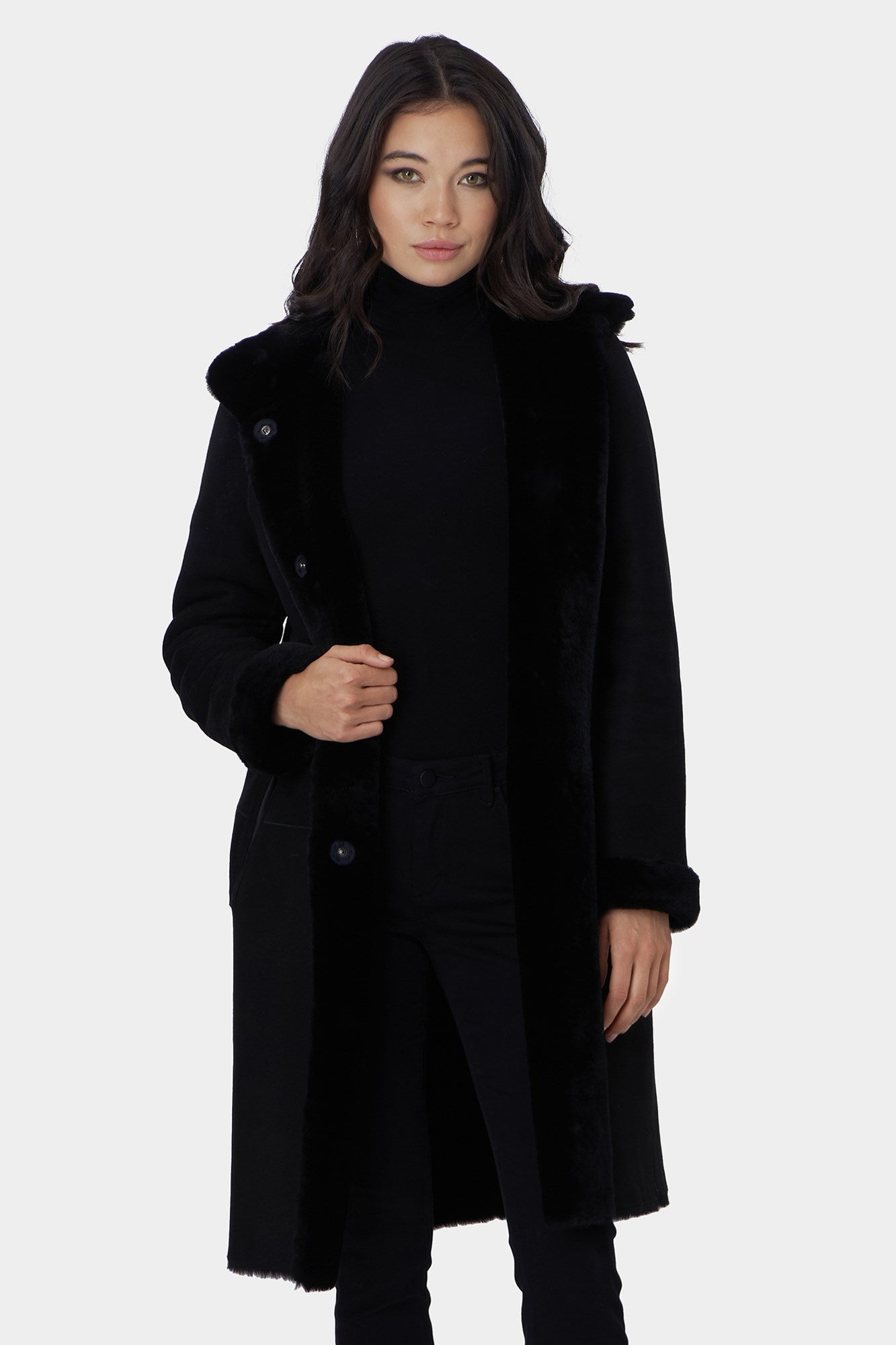 Reversible Select Shearling Lamb Short Coat | Women | Black