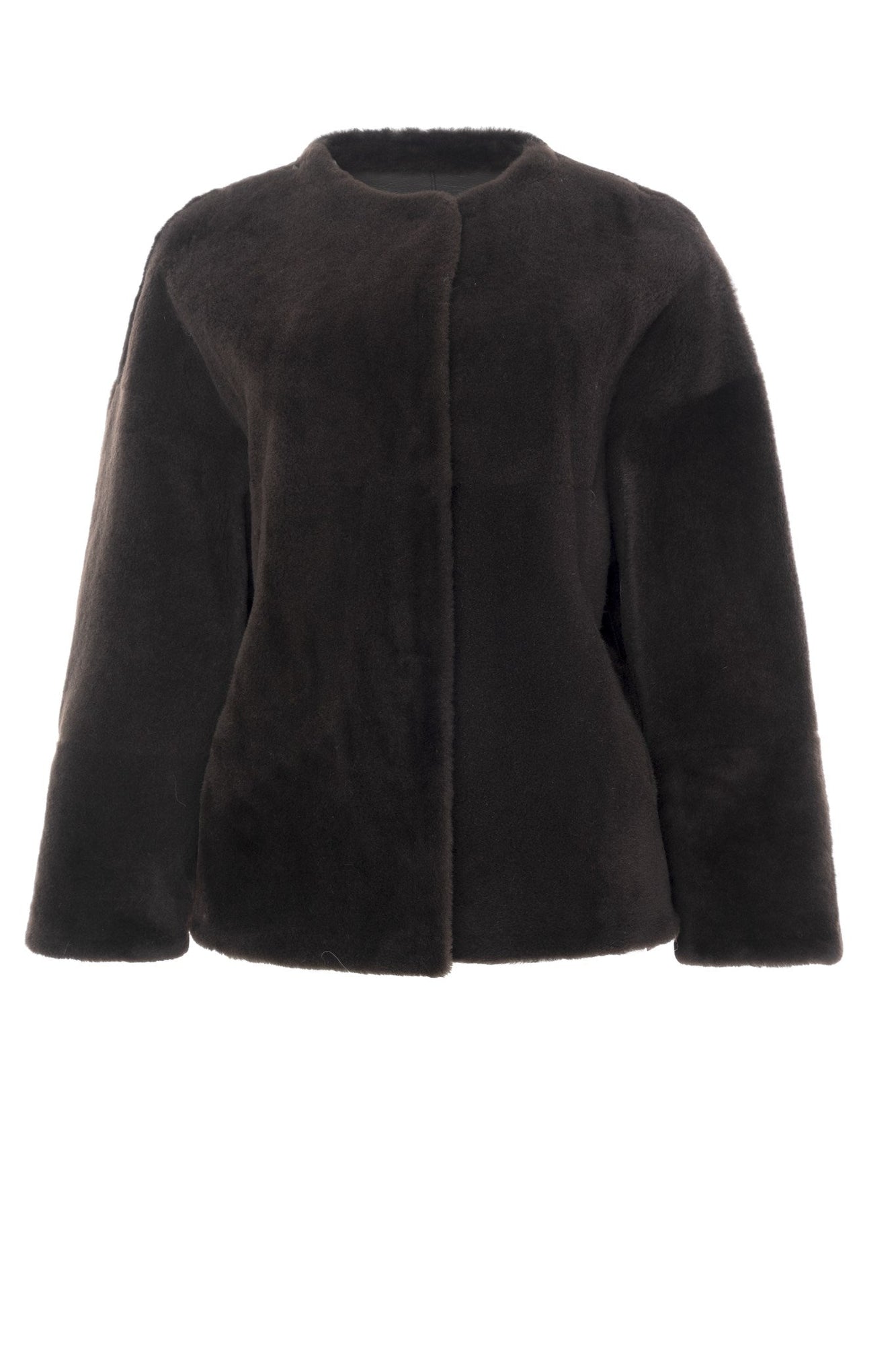 Reversible Shearling Lamb Collarless Jacket | Women | Dark Brown