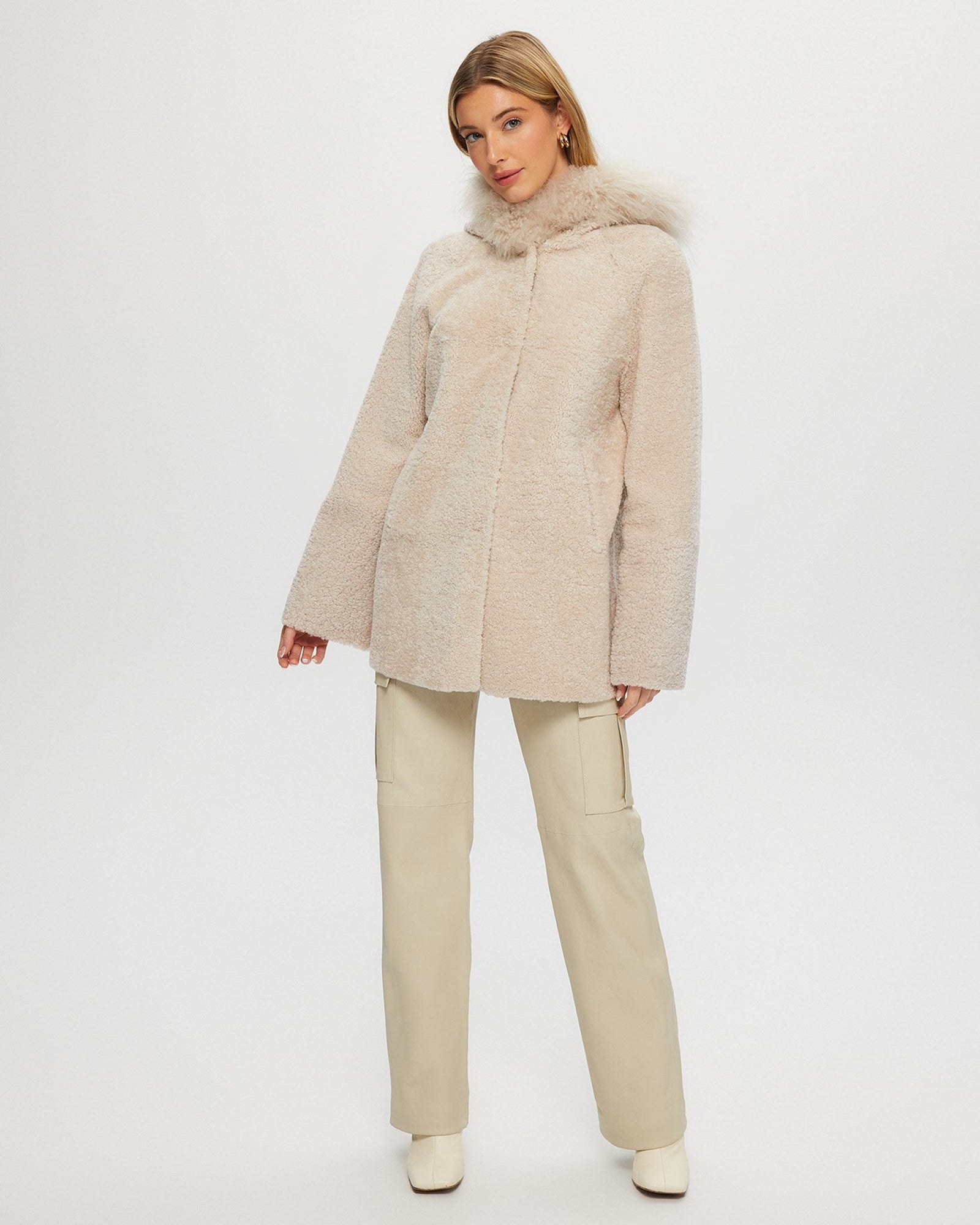 Reversible Shearling Lamb Parka With Select Cashmere Goat Hood Trim | Women | Cream x Cream