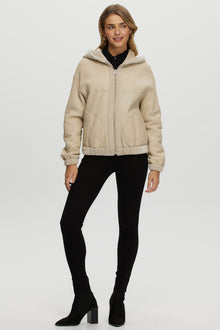 Reversible Shearling Lamb Zip Parka | Women | Beige