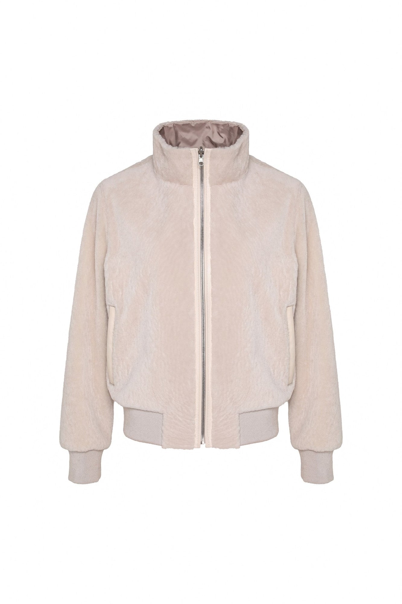 Reversible Tetured Shearling Lamb Bomber Jacket | Women | Cream x Cream