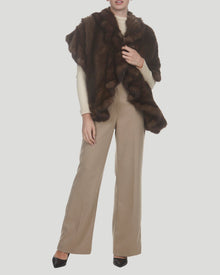 Russian Sable Knit Ruffle Stole | Women | Natural