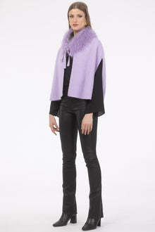 Select Cashmere And Merino Wool Blend Cape With Select Mongolian Lamb Trim | Women | Lilac