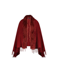 Select Cashmere Stole With Toscana Shearling Lamb Trim | Women | Wine