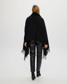 Select Cashmere Stole With Toscana Shearling Lamb Trim | Women | Black