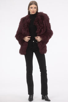 Select Lamb Collarless Jacket | Women | Burgundy