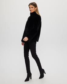 Select Shearling Lamb Chevron Jacket With Horizontal Bottom | Women | Black (V2)