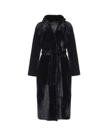 Select Shearling Lamb Coat, Belt | Women | Black