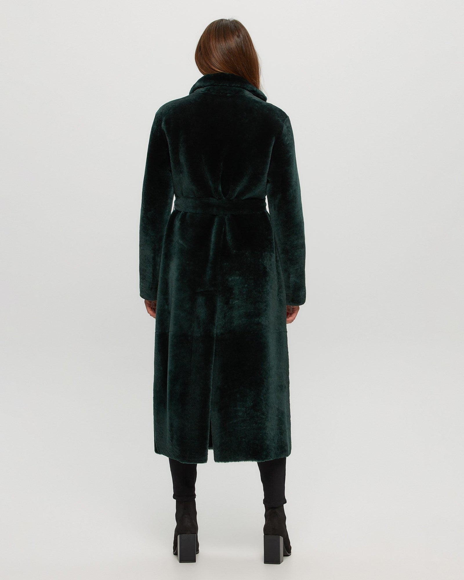 Select Shearling Lamb Coat, Belt | Women | Emerald