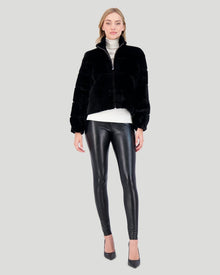 Select Shearling Lamb Horizontal Zip Jacket | Women | Black