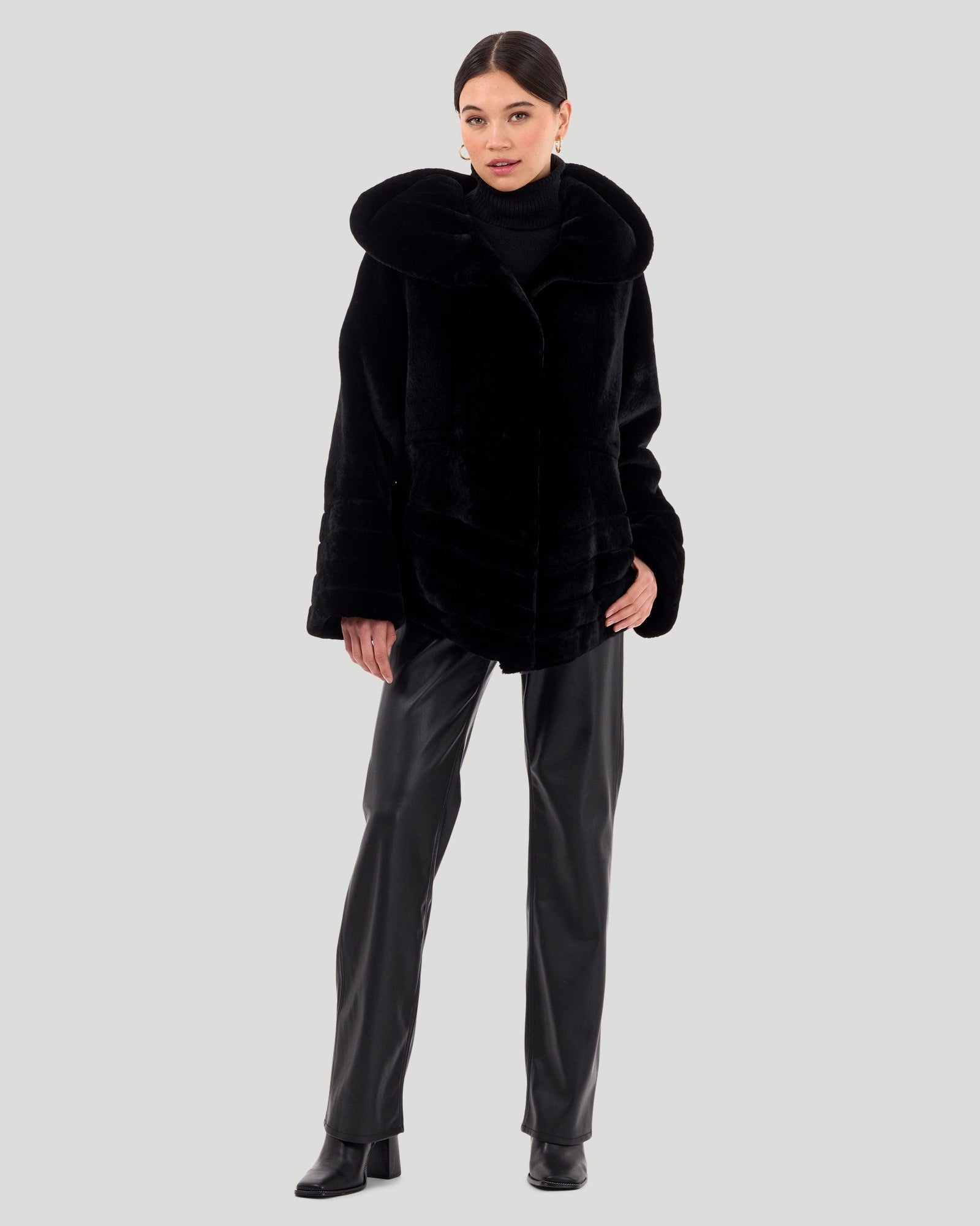 Select Shearling Lamb Jacket Reversible To Taffeta | Women | Black x Black