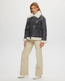 Select Shearling Lamb Jacket | Women | Black x White