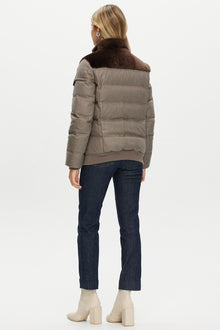 Select Shearling Lamb Jacket With Loro Piana Cashmere & Wool Down Sleeves And Back | Women | Brown x Taupe