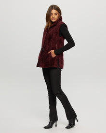 Select Shearling Lamb Vest Reversible To Taffeta | Women | Merlot x Black