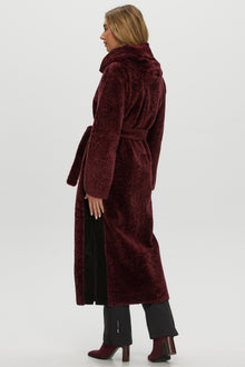 Select Shearling Lamb Zip Parka With Belt | Women | Burgundy x Black