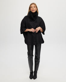 Select Wool Belted Cape With Toscana Shearling Lamb Collar | Women | Black