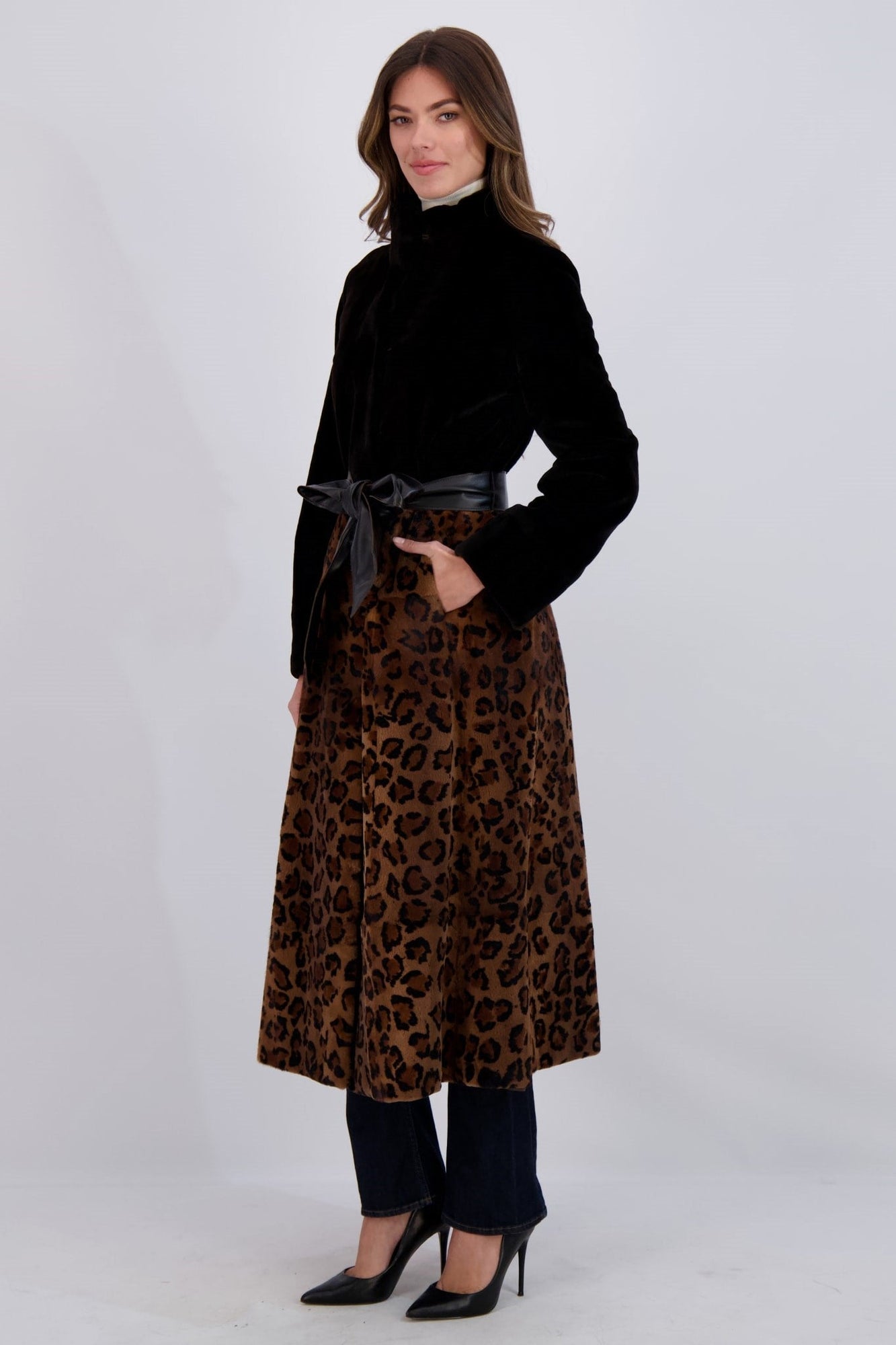 Sheared Mink Coat | Women | Brown Animal Print