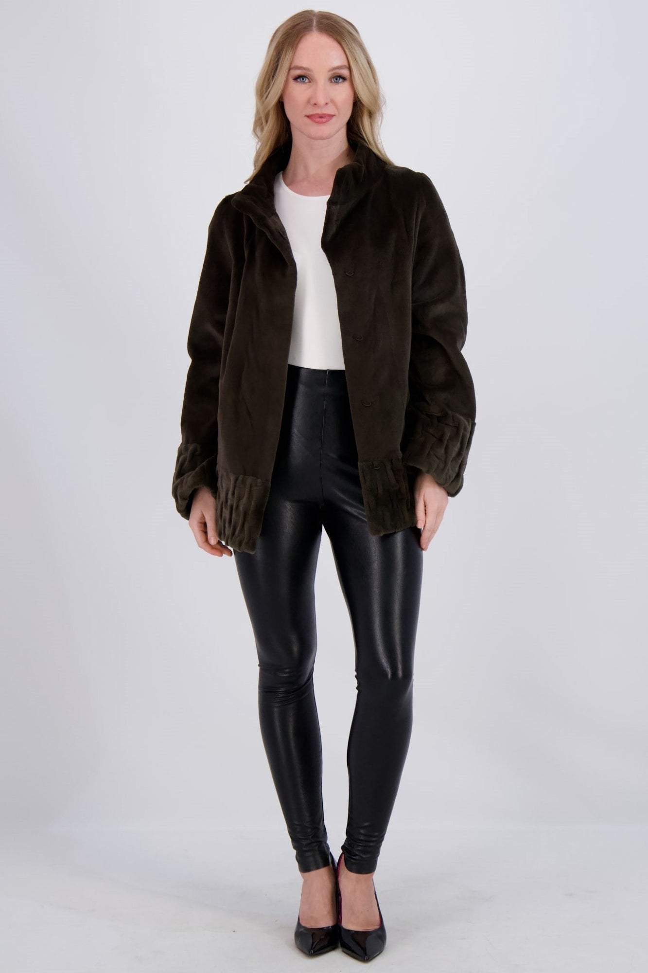 Sheared Mink Jacket | Women | Olive Green