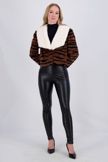 Sheared Mink Jacket | Women | Brown Tgr Print