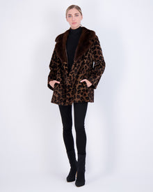 Sheared Mink Jacket With Belt | Women | Brown Animal Print