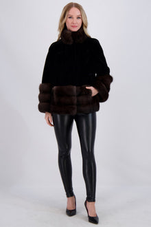 Sheared Mink Jacket With Sable | Women | Black