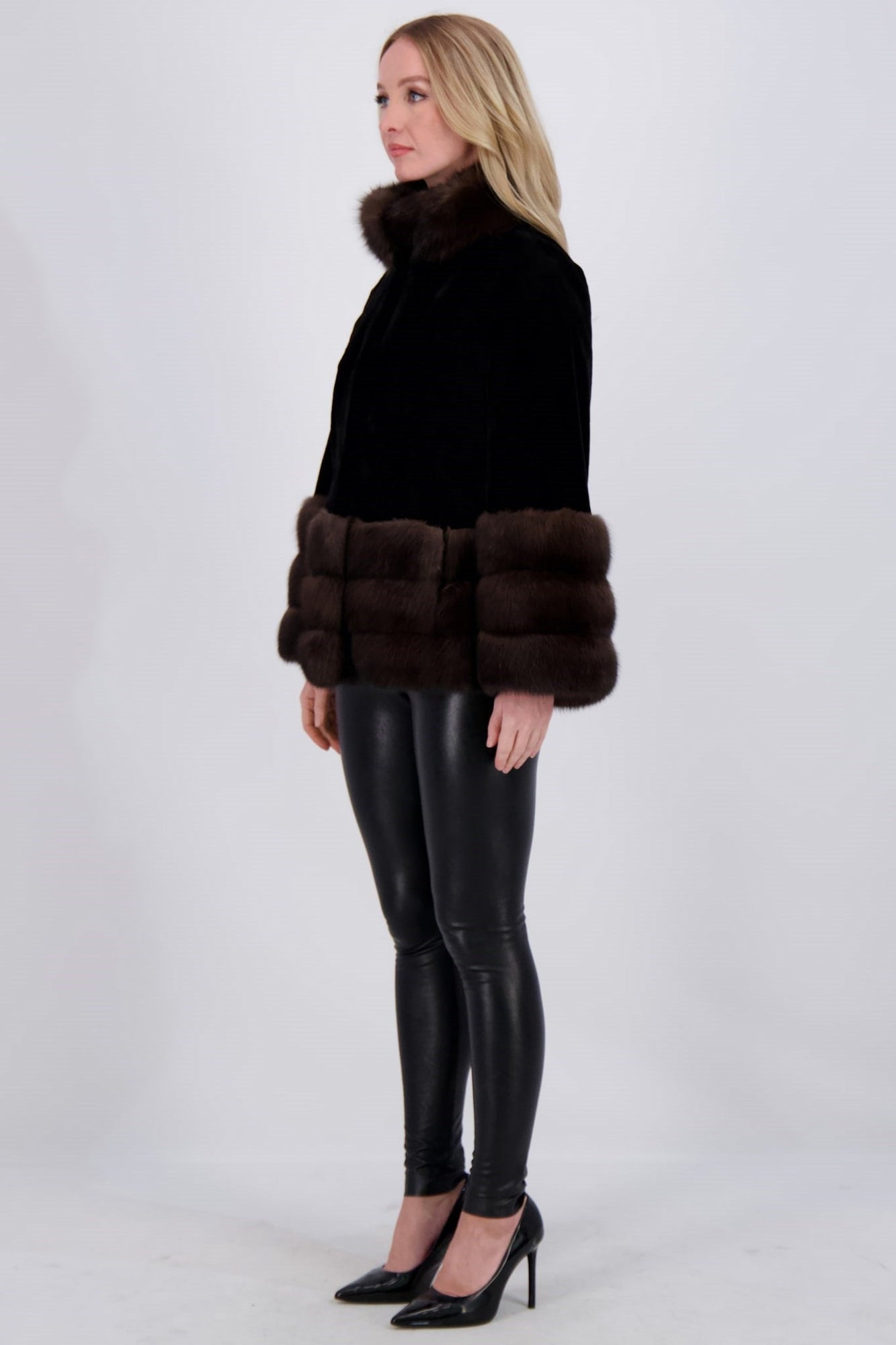 Sheared Mink Jacket With Sable | Women | Black