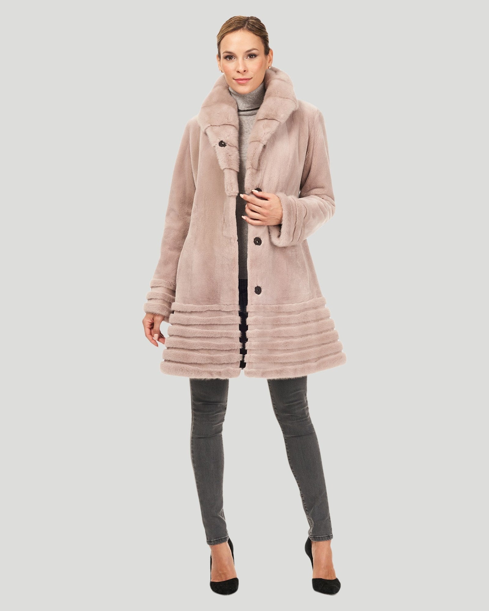 Sheared Mink Reversible Short Coat | Women | Blush