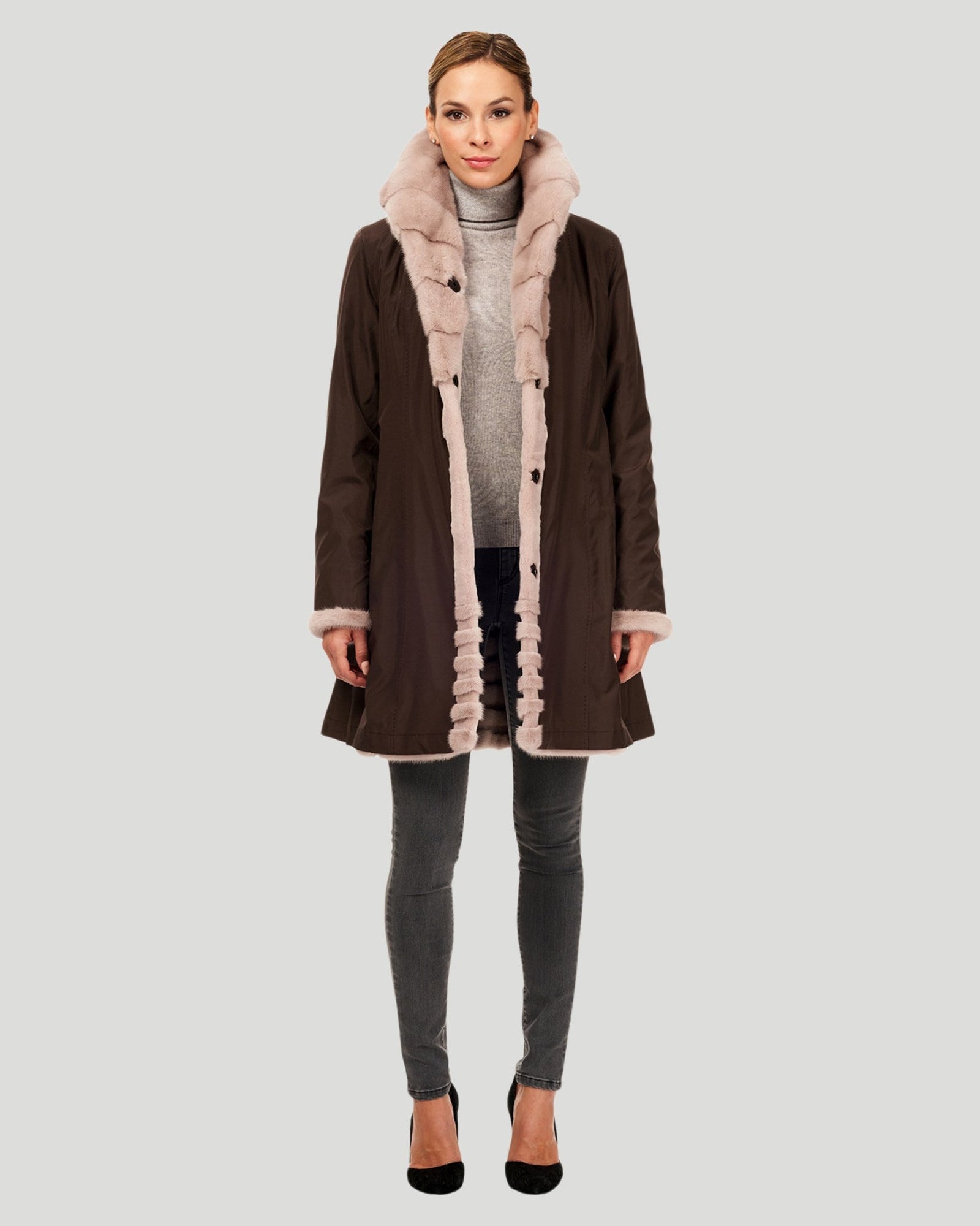 Sheared Mink Reversible Short Coat | Women | Blush