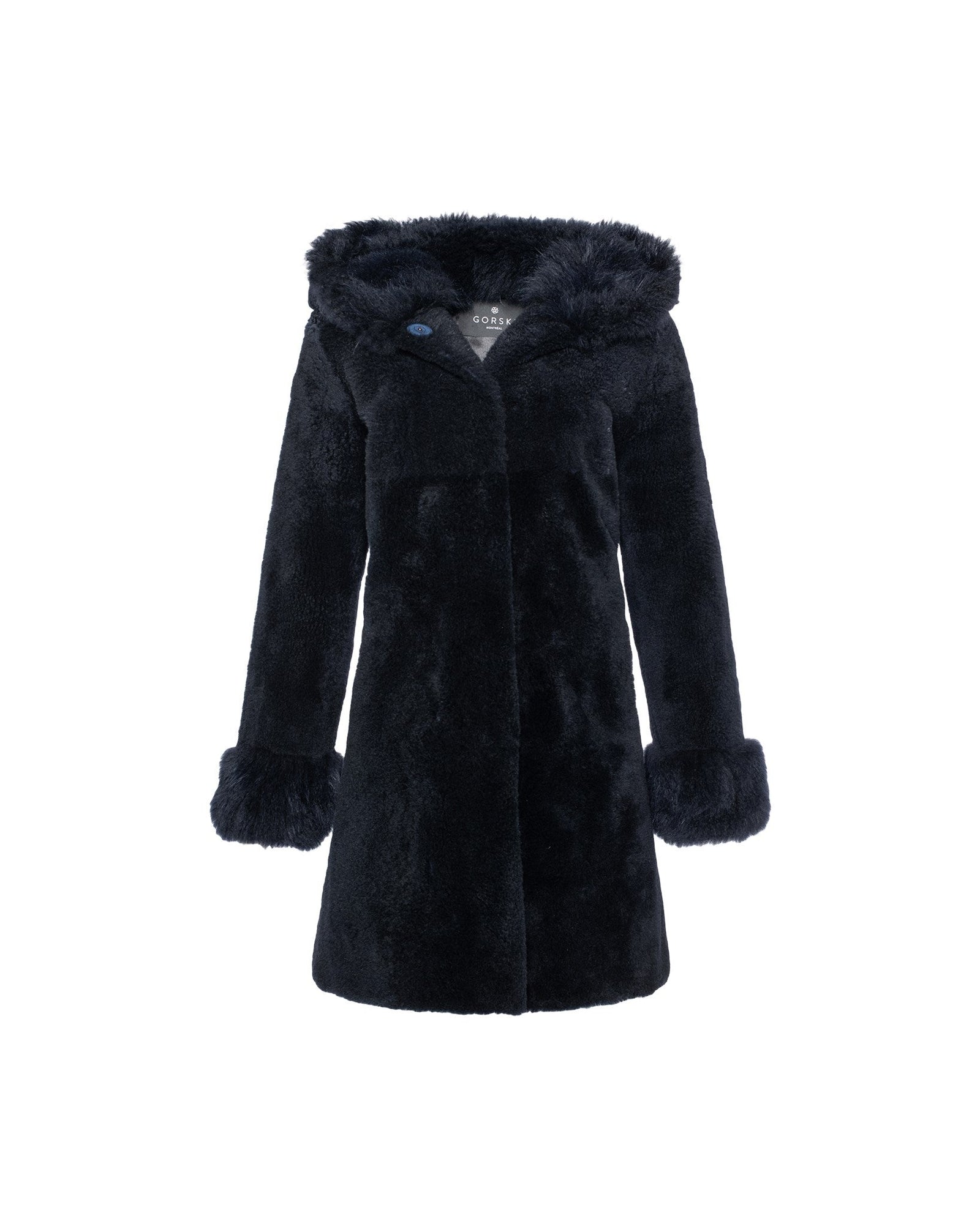 Sheared Select Cashmere Goat Parka With Select Cashmere Goat Hood Trim And Cuffs | Women | Dark Blue