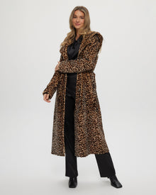 Select Shearling Lamb Coat With Hood | Women | Mini Leopard