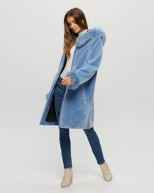 Shearling Lamb Parka With Select Cashmere Goat Trim And Cuffs | Women | Sky Blue