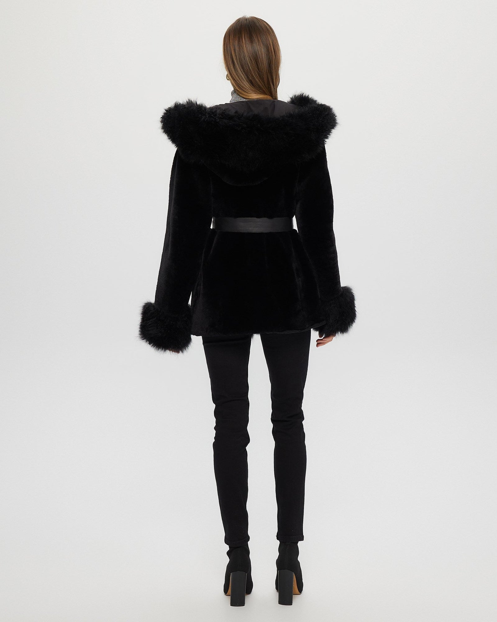 Shearling Lamb Reversible Jacket With Select Select Cashmere Goat Details | Women | Black x Black