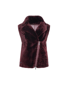 Shearling Lamb Zip Vest | Women | Burgundy