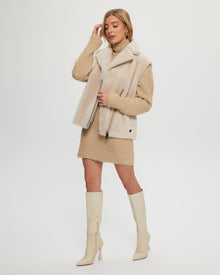 Shearling Lamb Zip Vest | Women | Beige