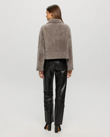 Textured Shearling Lamb Jacket | Women | Gray