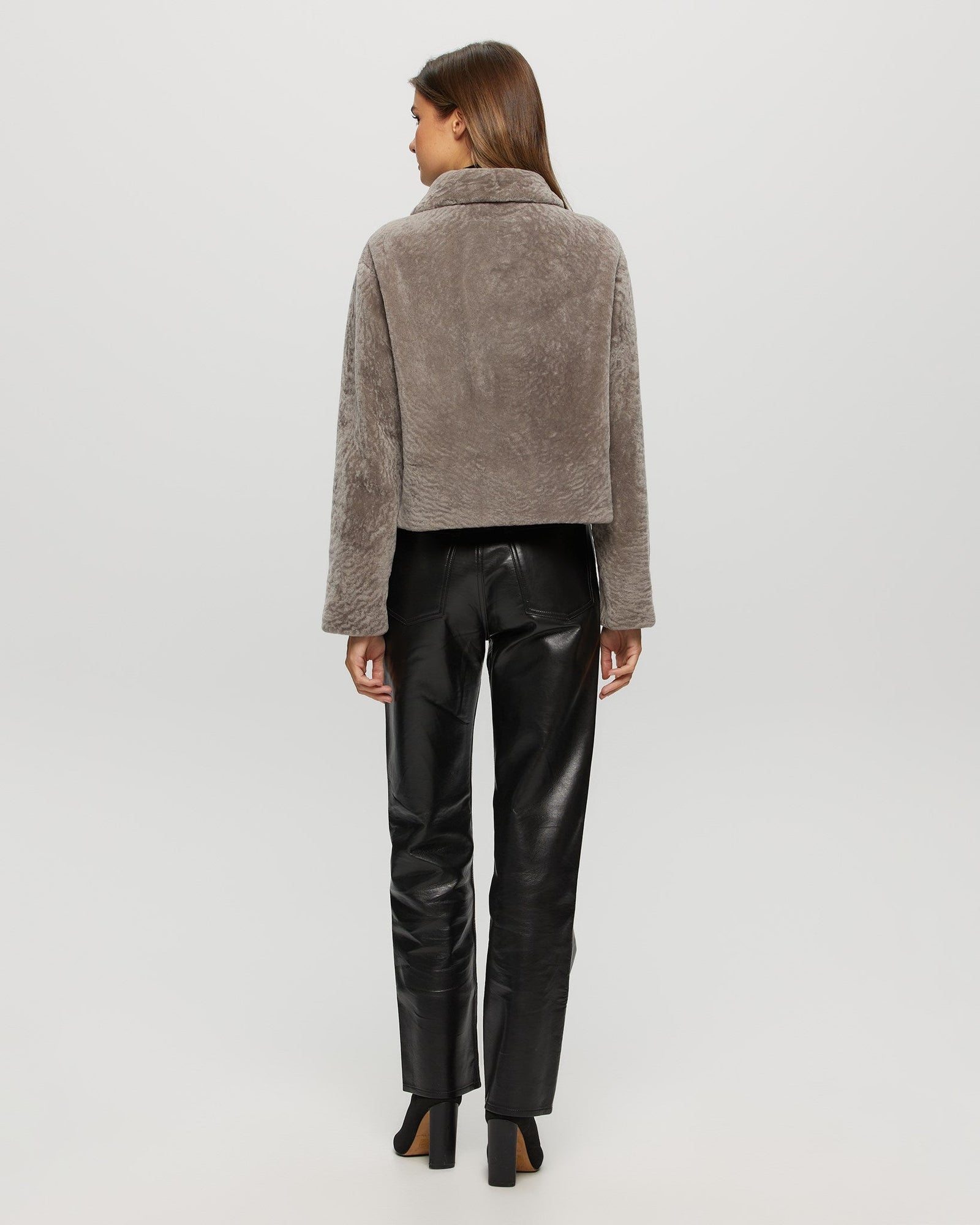 Textured Shearling Lamb Jacket | Women | Gray