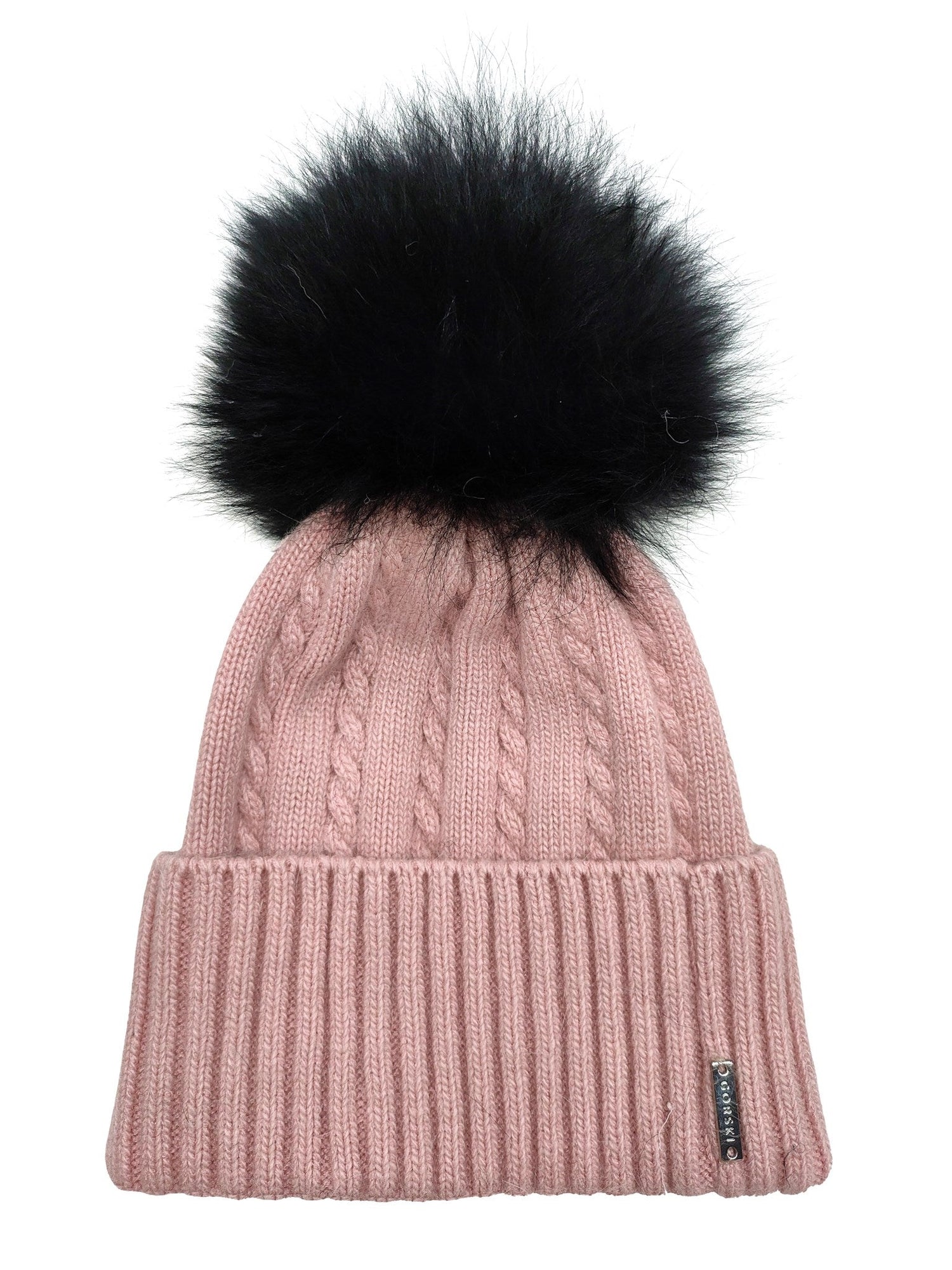 Two-Tone Knit Hat With Select Lamb Pompom | Women | Pink x Black