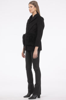 Wool Belted Jacket With Select Lamb Patch Pockets | Women | Black