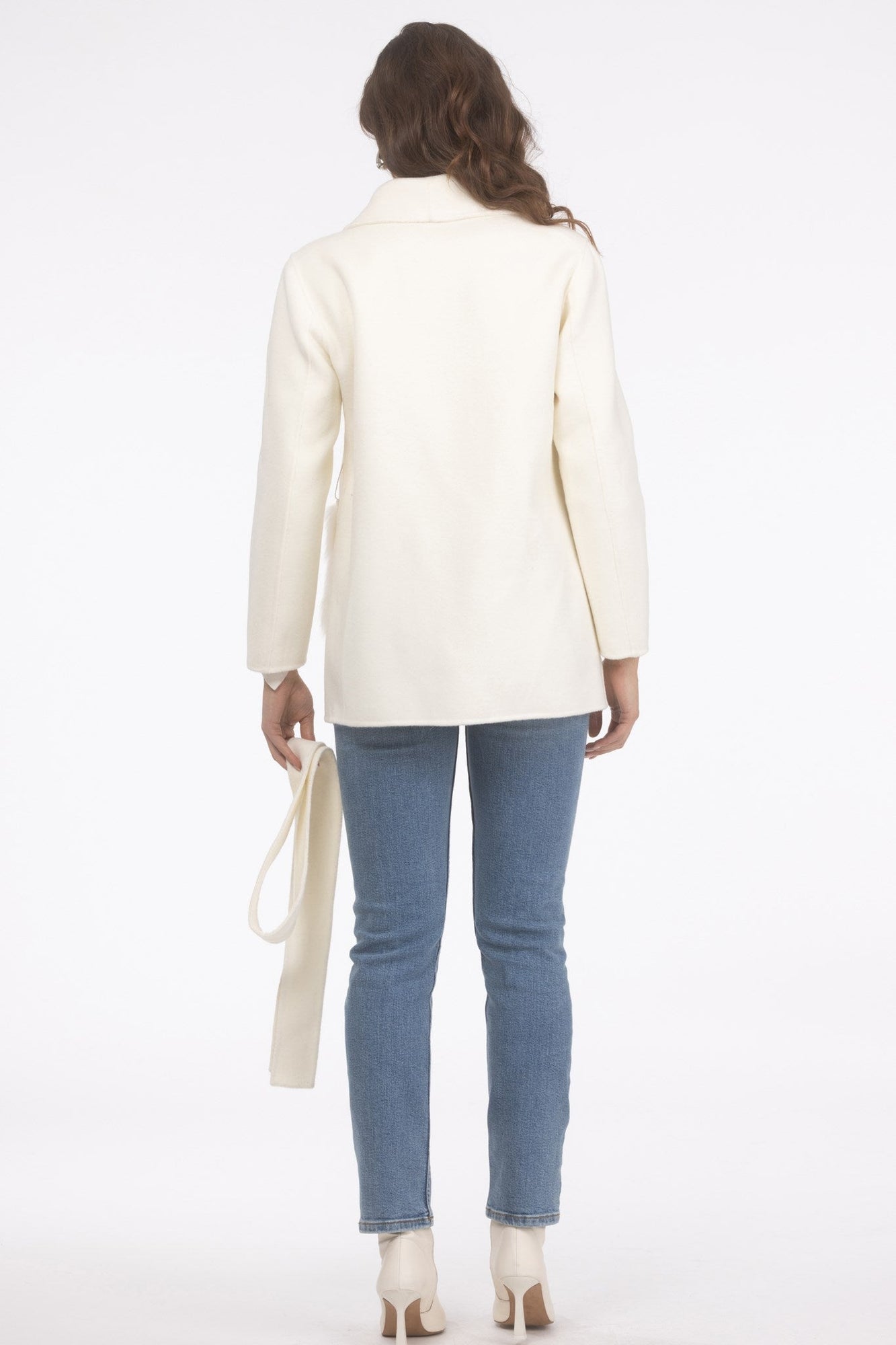 Wool Belted Jacket With Select Lamb Patch Pockets | Women | Ivory