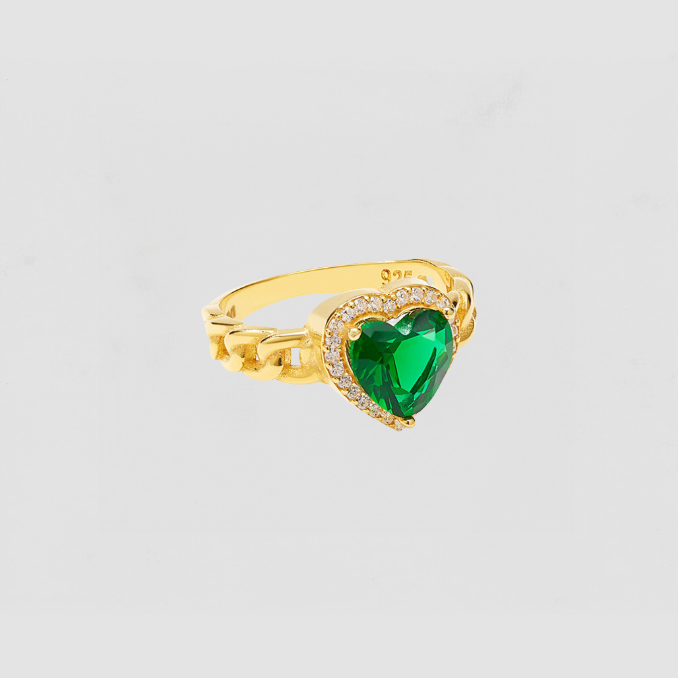 The Green Emerald Heart Ring | Gold