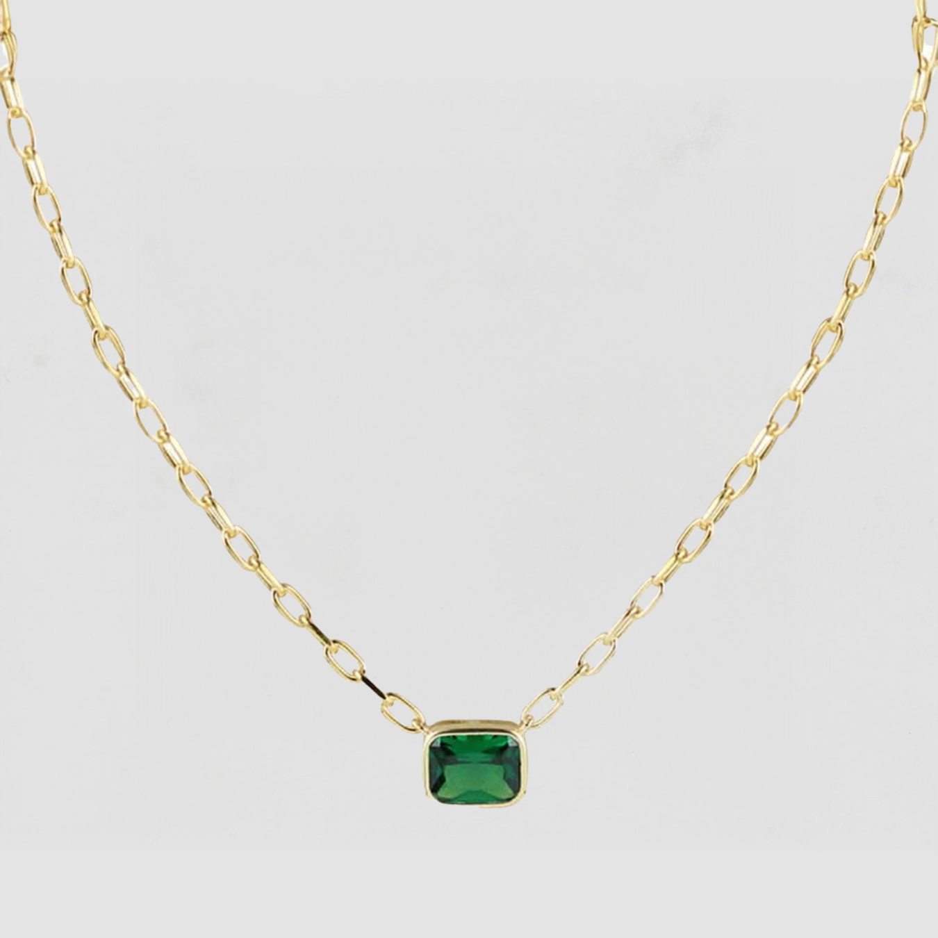 The Green Emerald Reda Link Necklace Chapter Ii By Greg Yuna X The M Jewelers | Gold